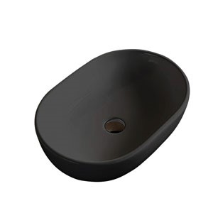 כיור מונח אובלי לאמבטיה מילאנו 480X350X140 שחור מט + מכסה MATINA